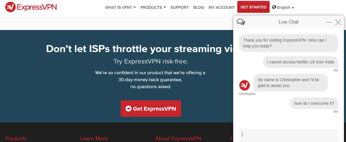 ExpressVPN Netflix issue screenshot 1